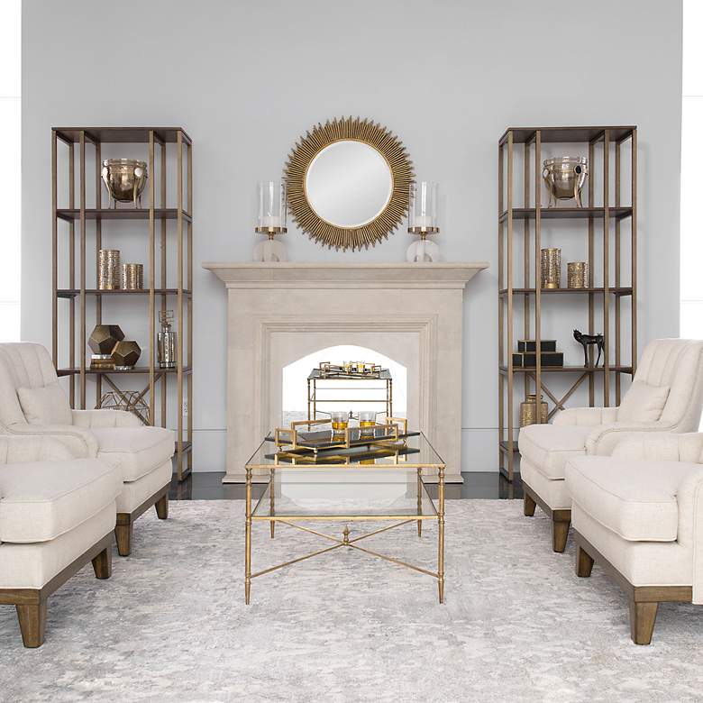 Image 4 Uttermost 32" Wide Gold Walnut Wood 4-Shelf Etagere more views