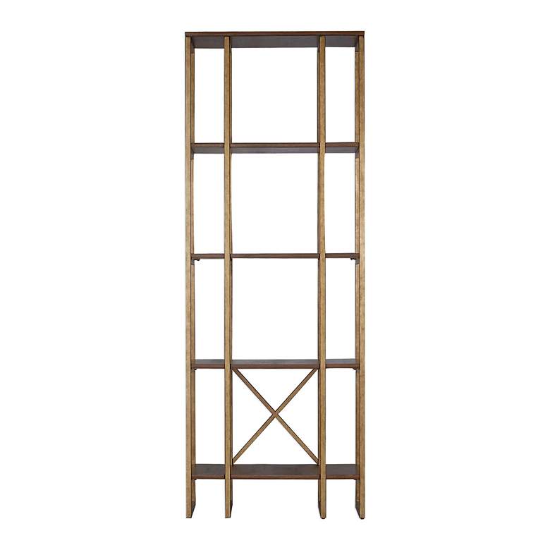 Image 5 Uttermost 32" Wide Gold Walnut Wood 4-Shelf Etagere more views