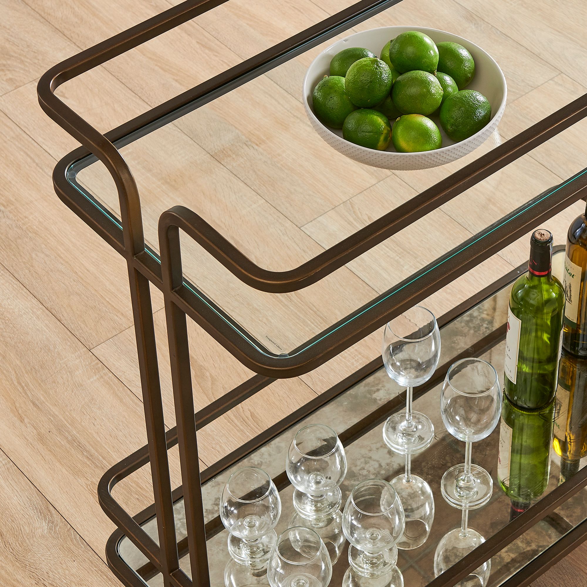 Uttermost 34" Wide Bronze Bar Cart
