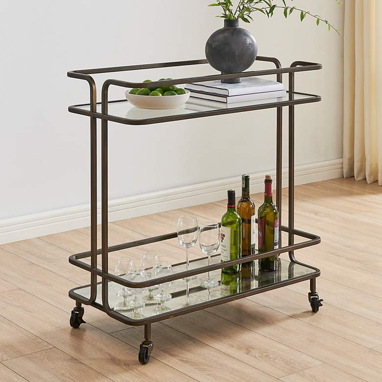 Image 1 Uttermost 34" Wide Bronze Bar Cart