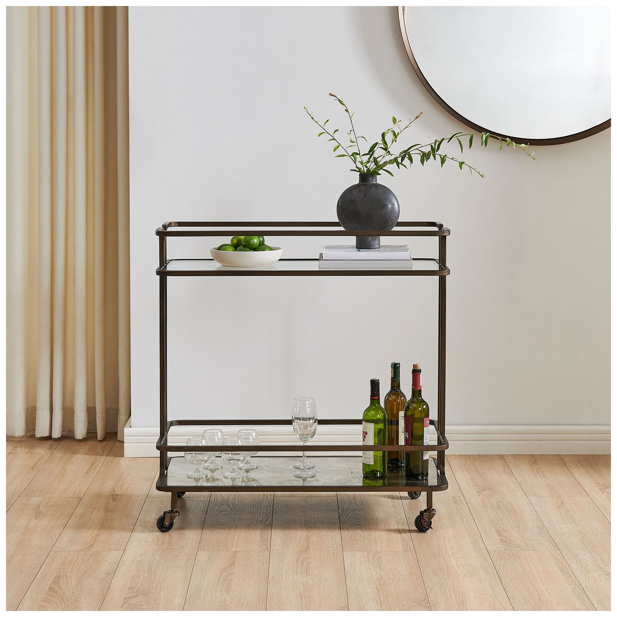 Image 3 Uttermost 34" Wide Bronze Bar Cart more views