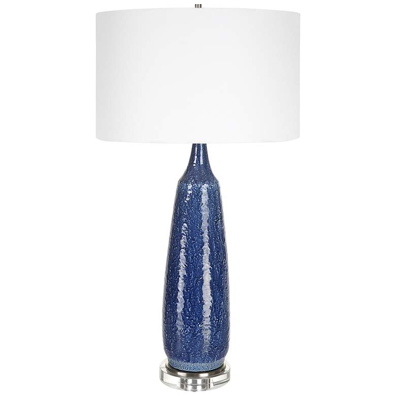 Image 2 Uttermost 36 1/4 inch Newport Blue Tall Ceramic Table Lamp