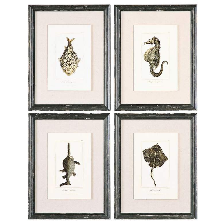 Image 1 Uttermost 4-Piece Tile Sea Animals 19 inch High Wall Art