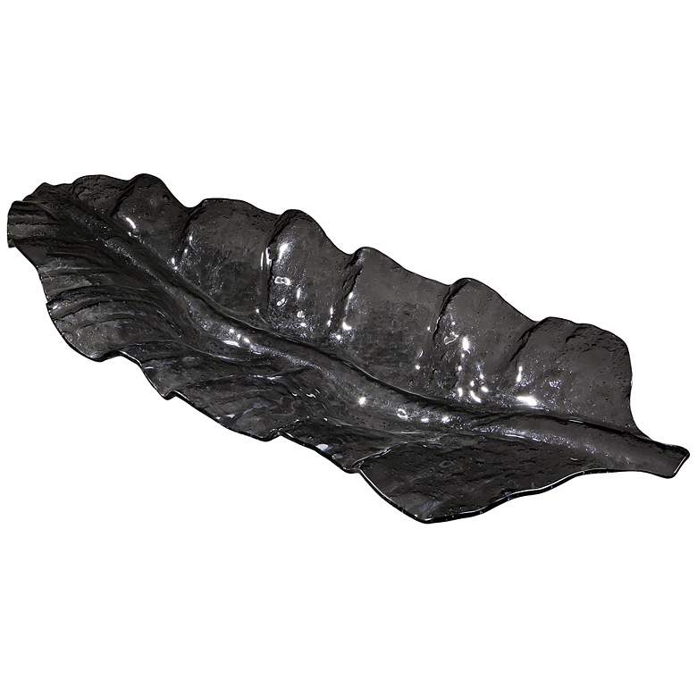 Image 2 Uttermost 43" Wide Smoked Leaf Decorative Glass Tray