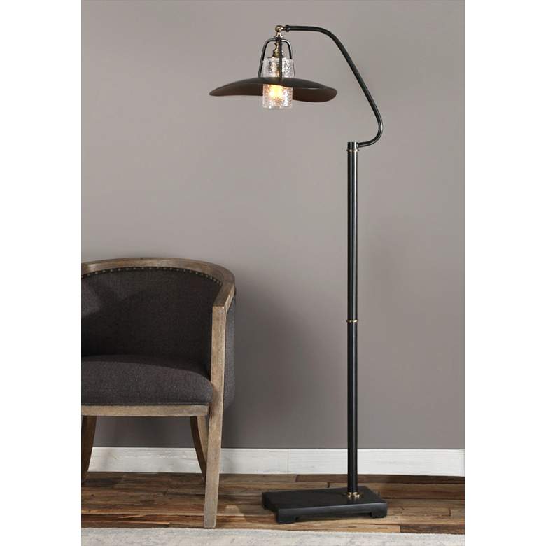 Image 1 Uttermost 61 inch High Arkutino Aged Black Floor Lamp