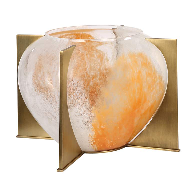 Image 2 Uttermost 8" High Swirl Decorative Glass Vase with Stand