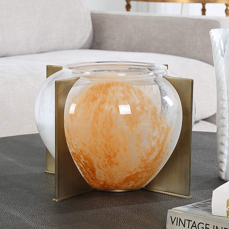 Image 1 Uttermost 8" High Swirl Decorative Glass Vase with Stand