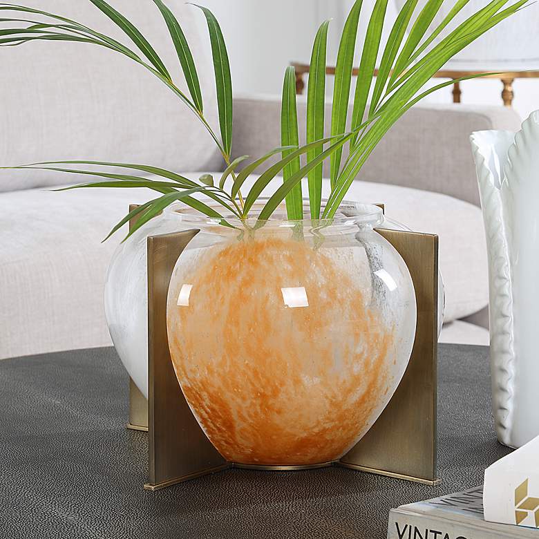 Image 3 Uttermost 8" High Swirl Decorative Glass Vase with Stand more views
