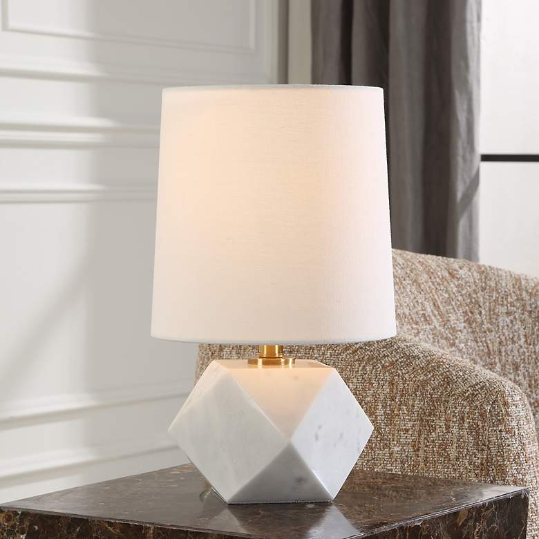 Image 2 Uttermost A Cut Above 15"H White Marble Accent Table Lamp