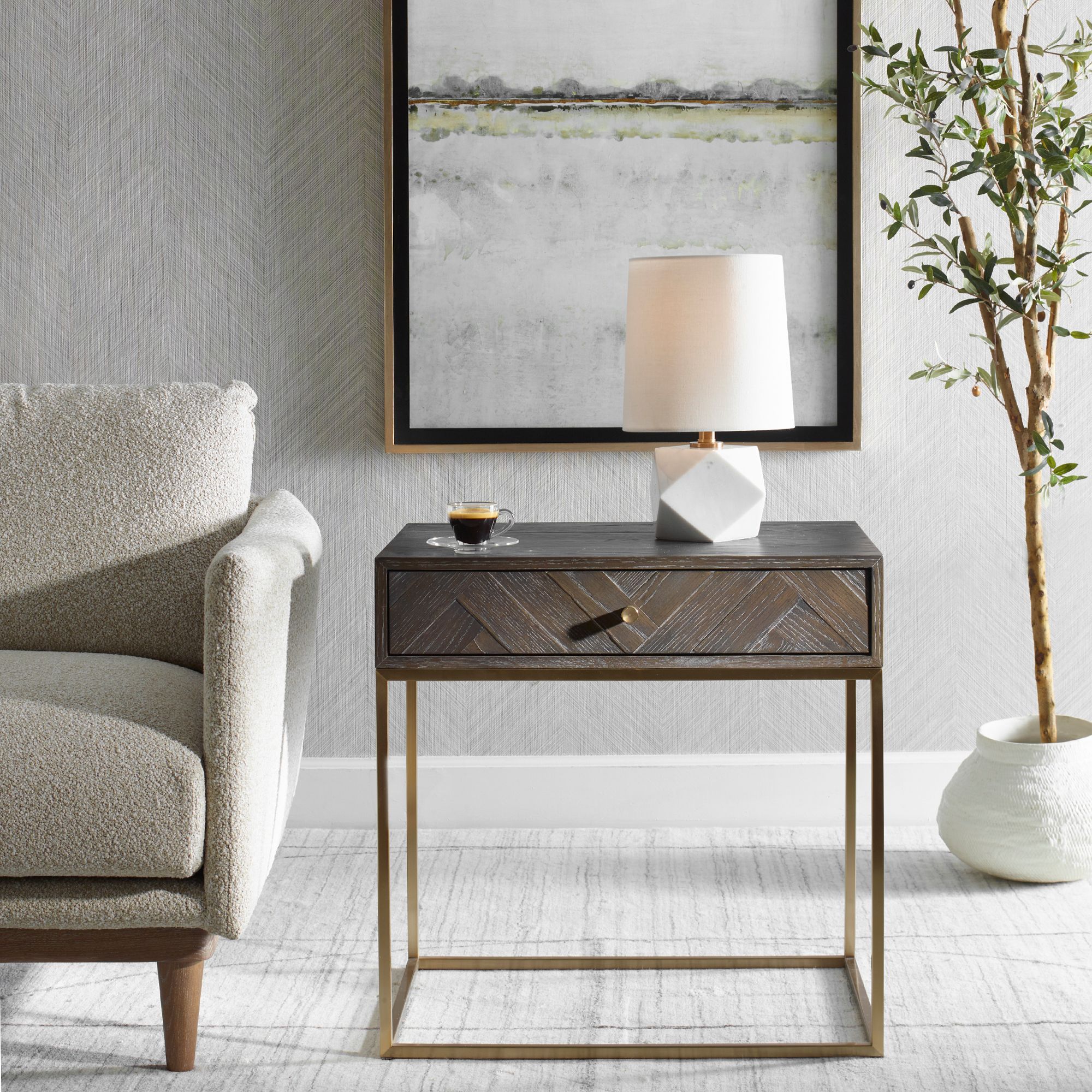 Uttermost A Cut Above 15"H White Marble Accent Table Lamp in scene