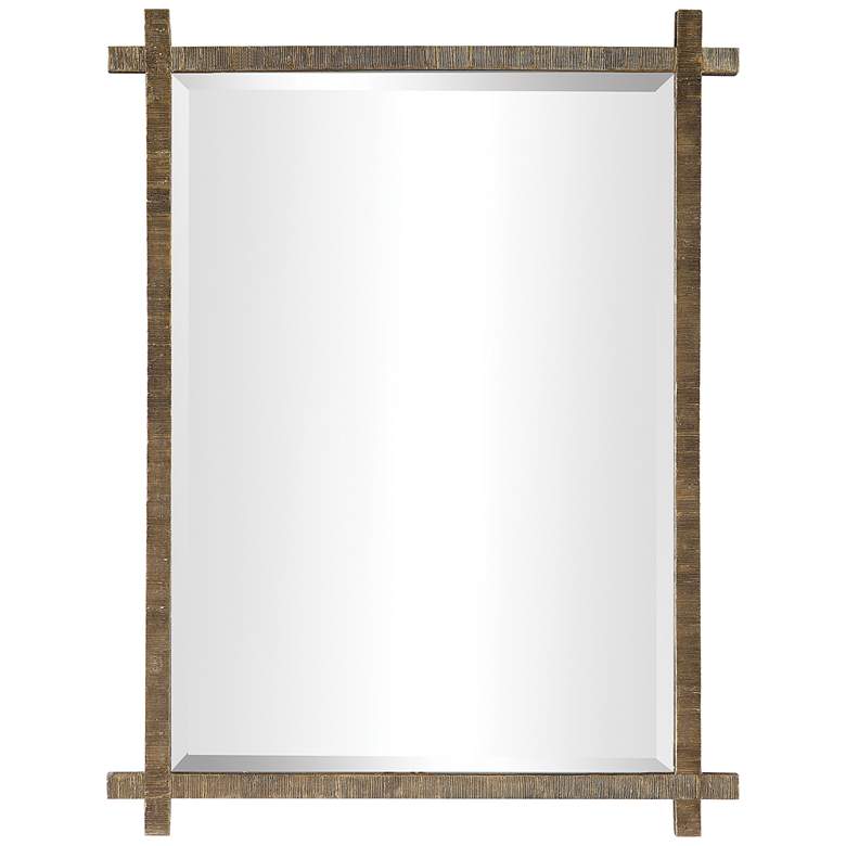 Image 2 Uttermost Abanu 30" x 39.75" Rustic Gold Ribbed Frame Wall Mirror