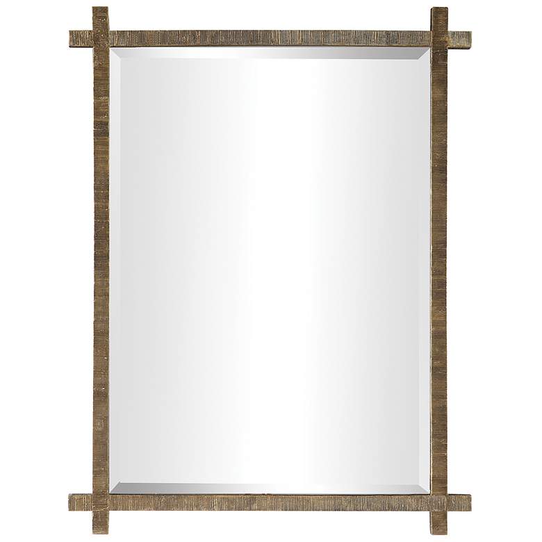 Image 2 Uttermost Abanu 30" x 39.75" Rustic Gold Ribbed Frame Wall Mirror