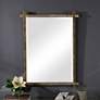 Uttermost Abanu 30" x 39.75" Rustic Gold Ribbed Frame Wall Mirror