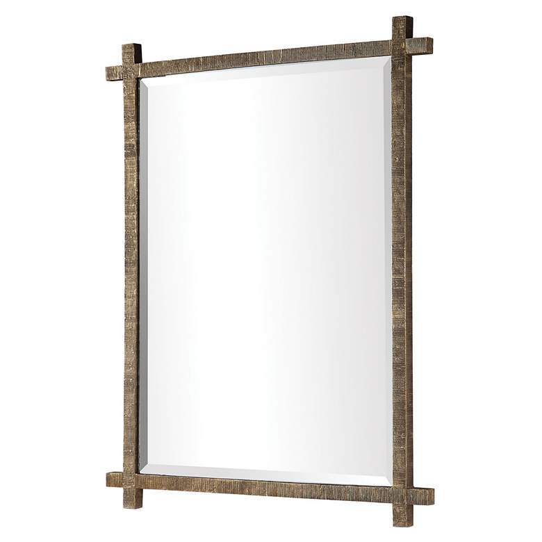 Image 3 Uttermost Abanu 30 inch x 39.75 inch Rustic Gold Ribbed Frame Wall Mirror more views