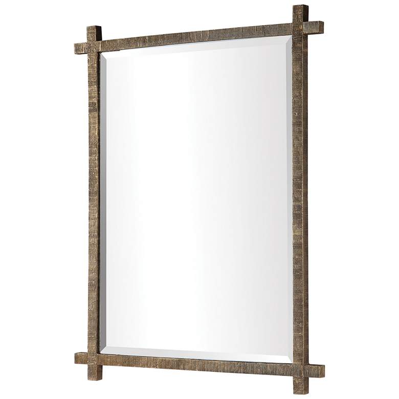 Image 4 Uttermost Abanu 30 inch x 39.75 inch Rustic Gold Ribbed Frame Wall Mirror more views