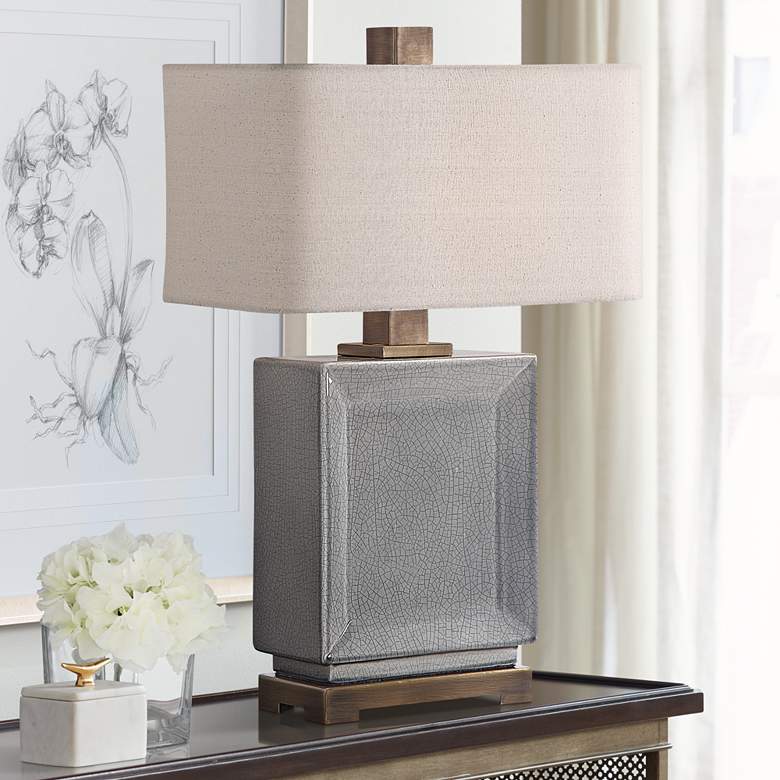 Image 1 Uttermost Abbot 27 1/2" Crackled Gray Glaze Ceramic Table Lamp
