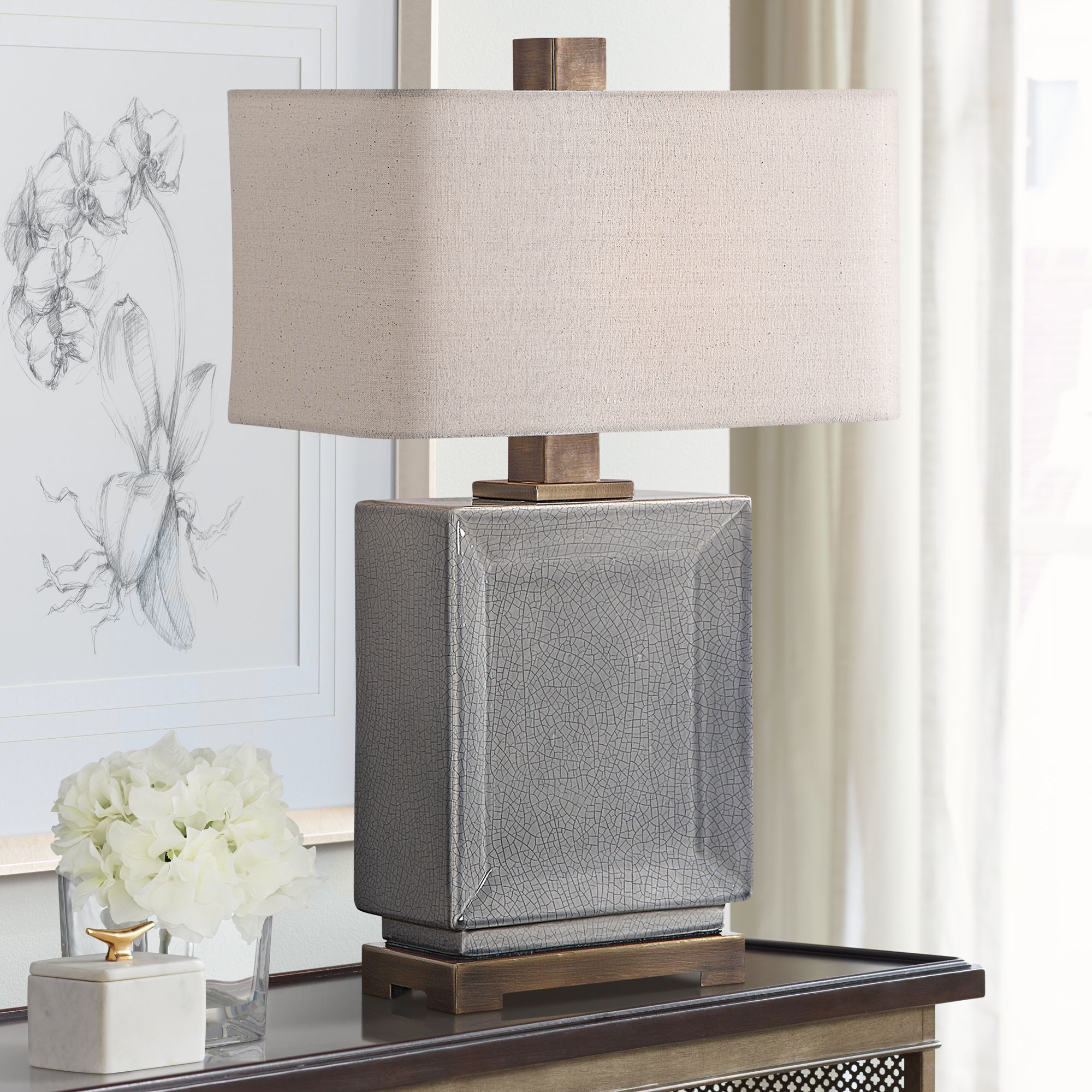 Crackle glaze clearance table lamp