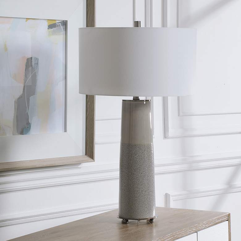 Image 1 Uttermost Abdel 30 3/4 inch Light Gray Glaze Ceramic Table Lamp