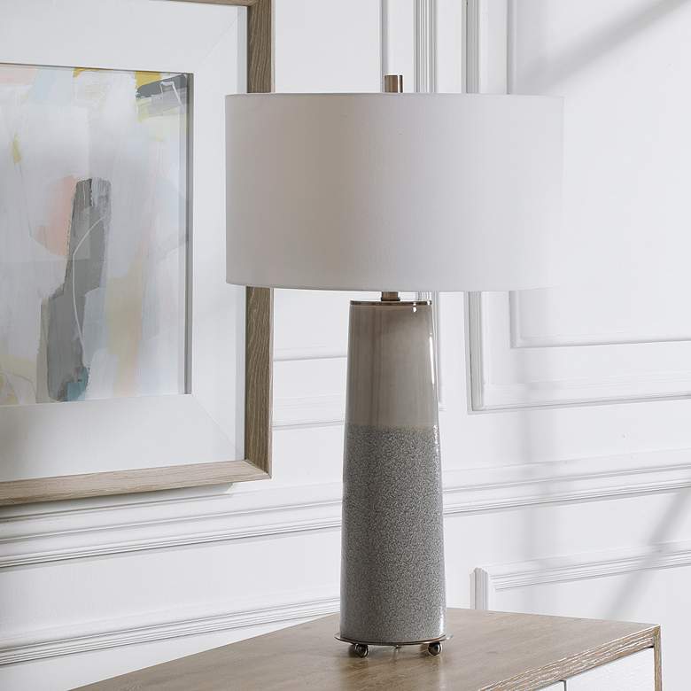 Image 7 Uttermost Abdel 30 3/4" Light Gray Glaze Ceramic Table Lamp more views