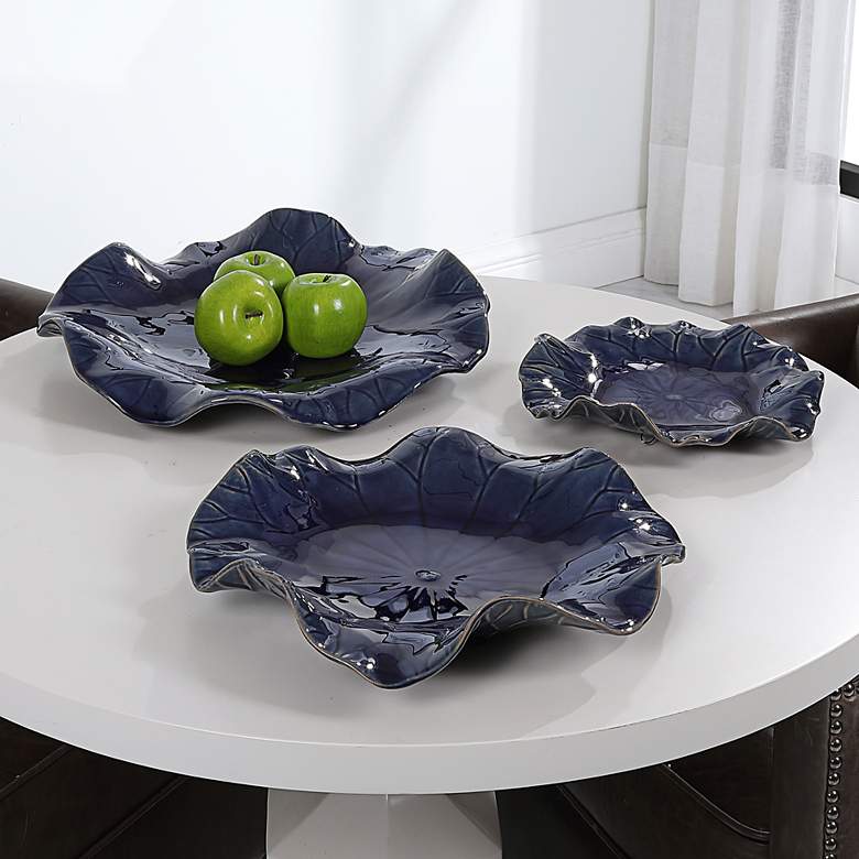 Image 1 Uttermost Abella Cobalt Blue Ceramic 3-Piece Wall Art Set