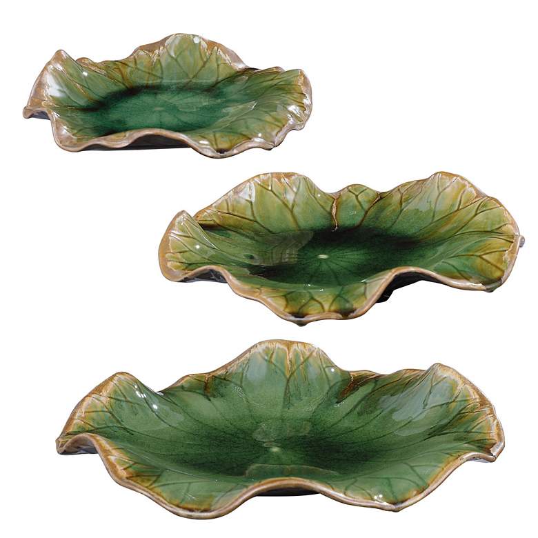 Image 4 Uttermost Abella Forest Green Ceramic 3-Piece Wall Art Set more views