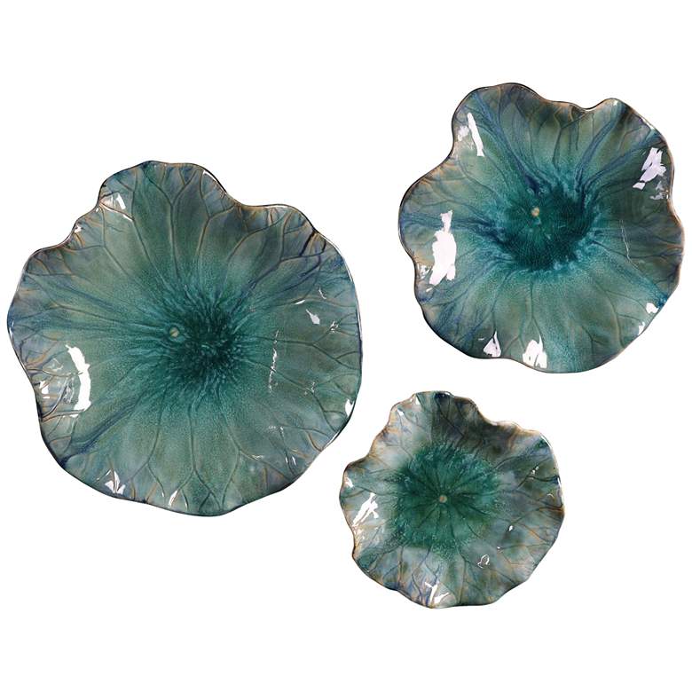 Image 1 Uttermost Abella Sea Blue 3-Piece Ceramic Flower Set