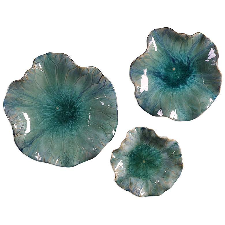 Image 2 Uttermost Abella Sea Blue 3-Piece Ceramic Flower Set