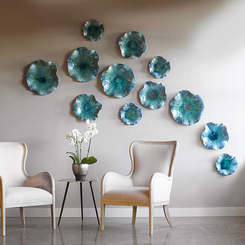 Image 3 Uttermost Abella Sea Blue 3-Piece Ceramic Flower Set more views