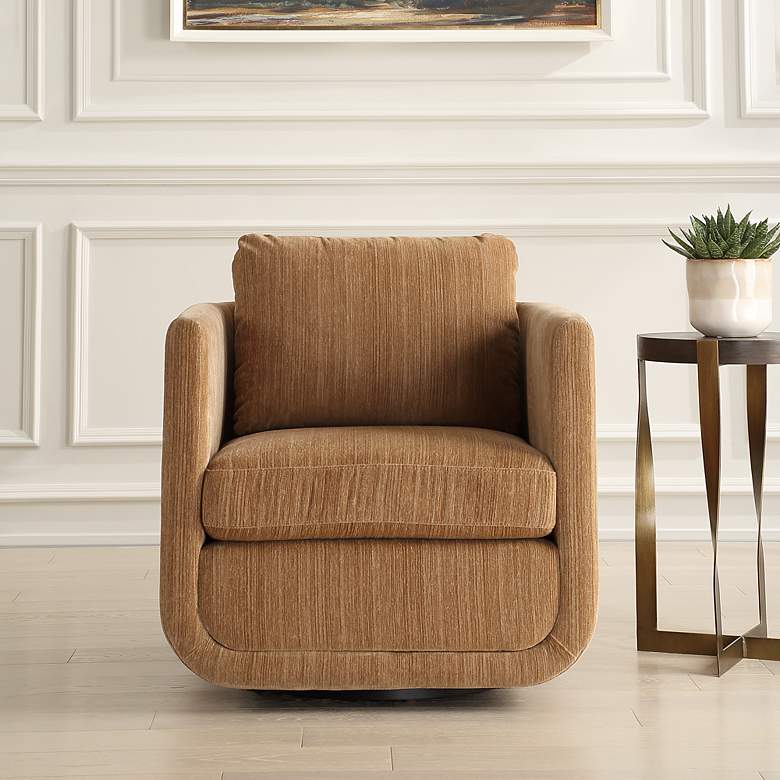 Image 3 Uttermost Abound Ginger Chenille Swivel Chair more views