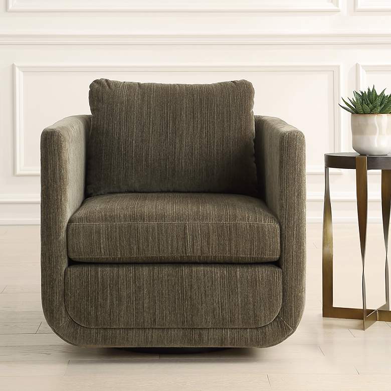 Image 3 Uttermost Abound Herb Chenille Swivel Chair more views