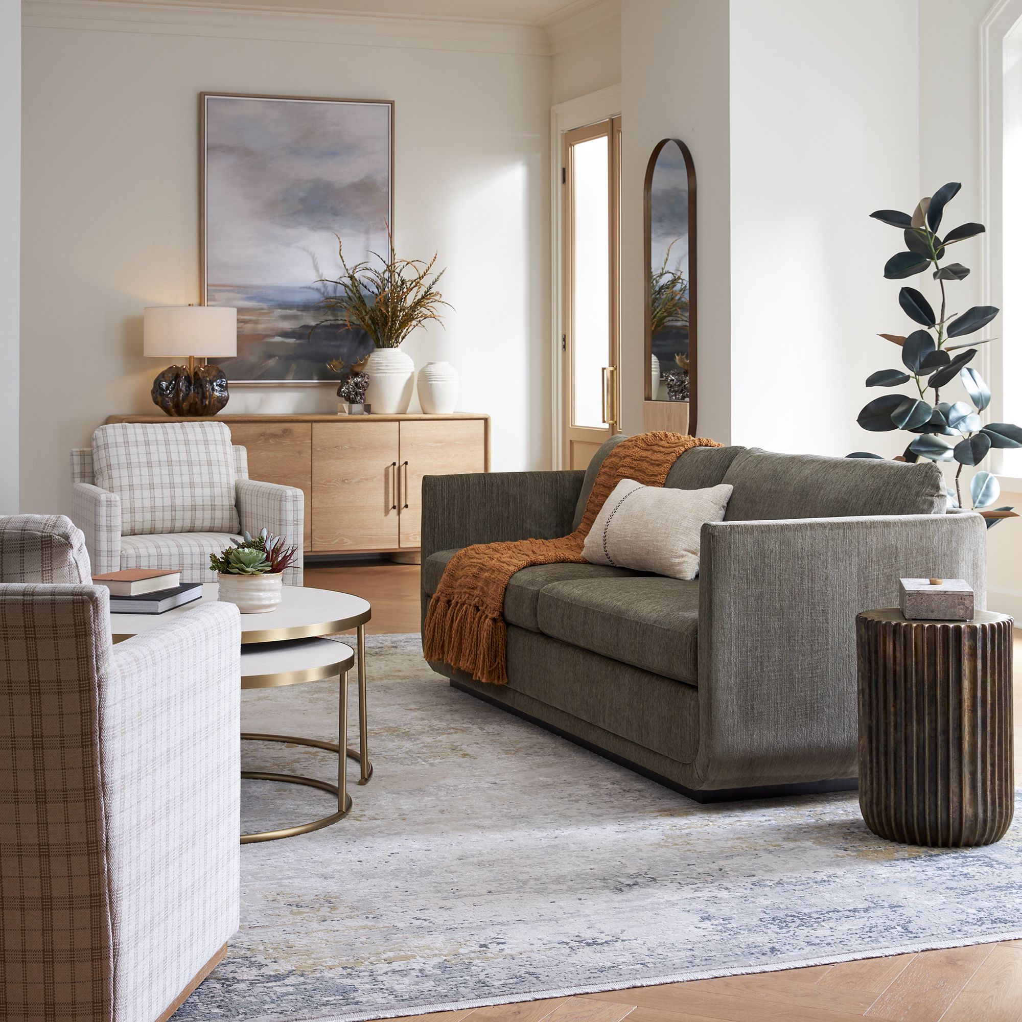 Uttermost Abound Sofa in Herb Polyester Chenille