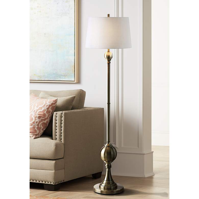 Image 1 Uttermost Abriola Antiqued Brass Plated Floor Lamp