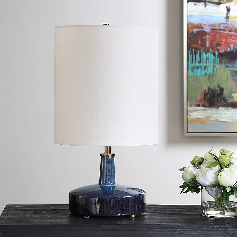 Image 3 Uttermost Abyss Blue Ombre Ceramic Table Lamp more views