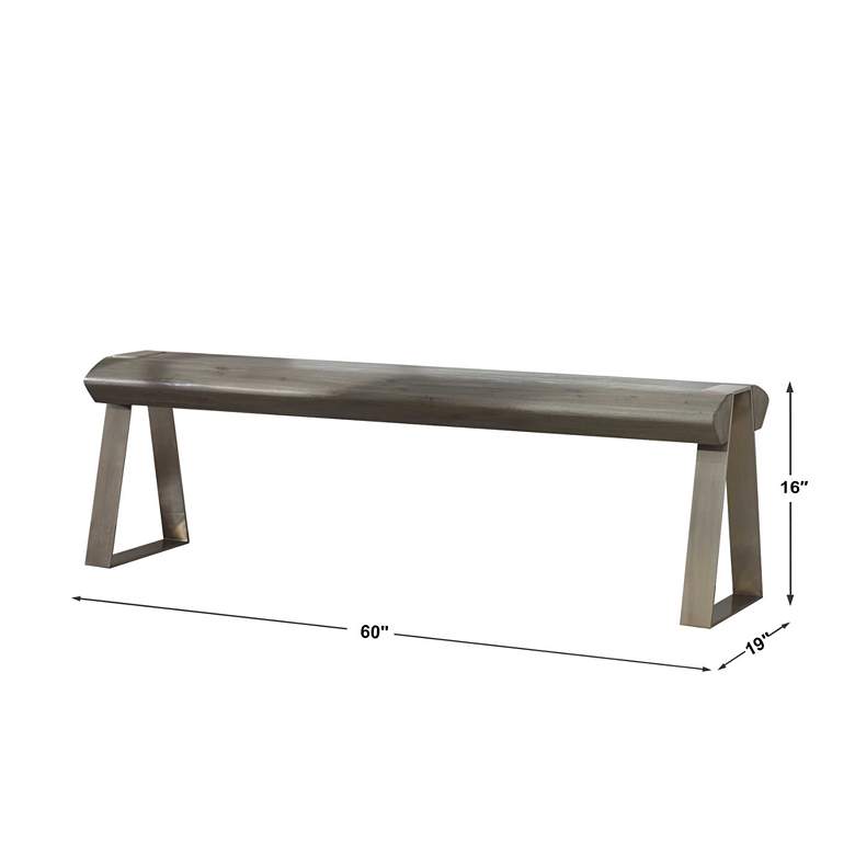 Image 5 Uttermost Acai 60" Wide Light Gray Wash Accent Bench more views