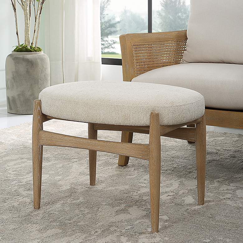 Image 2 Uttermost Acrobat 24 1/2"W Textured Off-White Fabric Bench