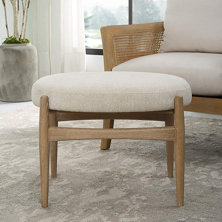 Image 4 Uttermost Acrobat 24 1/2"W Textured Off-White Fabric Bench more views