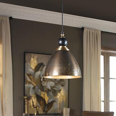 Uttermost Adastra 12" Wide Hammered Antique Brass Dome Mini Pendant
