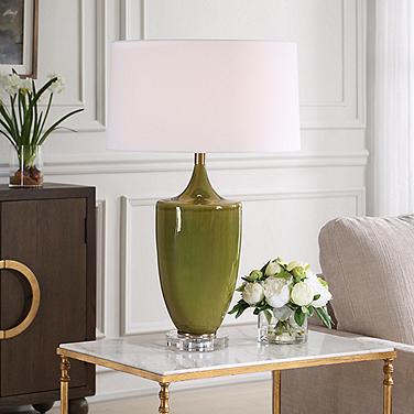 Uttermost Adela 28 3/4" Ceramic Glaze Crackled Moss Green Table Lamp