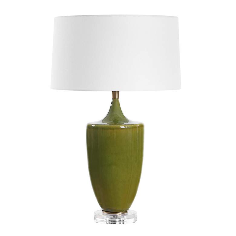 Image 2 Uttermost Adela 28 3/4" Ceramic Glaze Crackled Moss Green Table Lamp