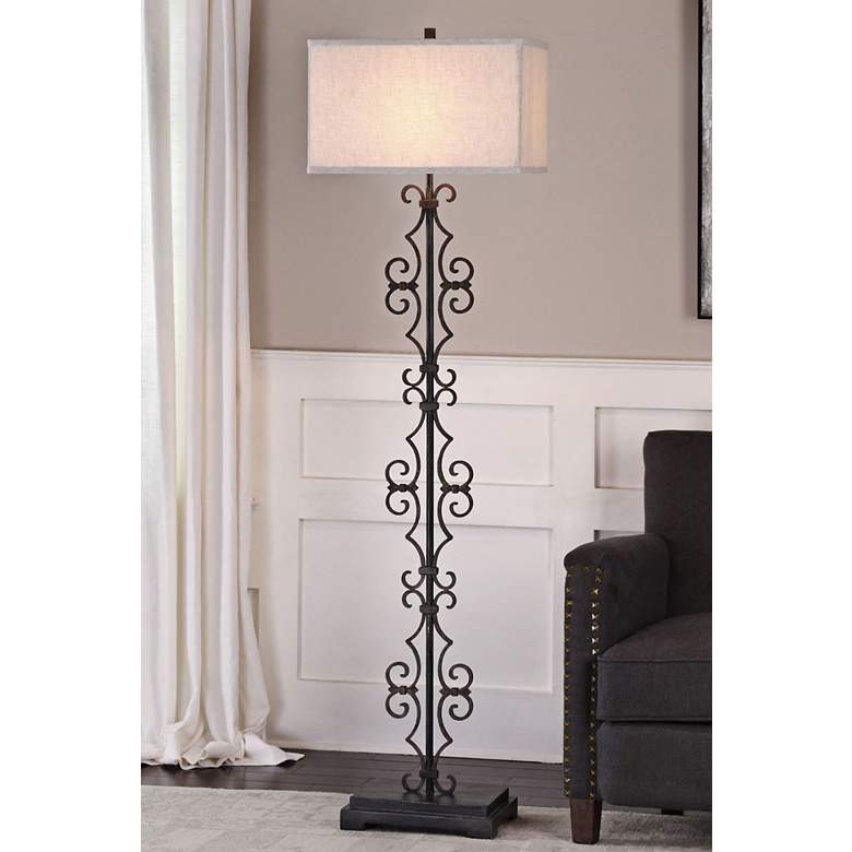 Image 1 Uttermost Adelardo Rust-Bronze Flourish Iron Floor Lamp