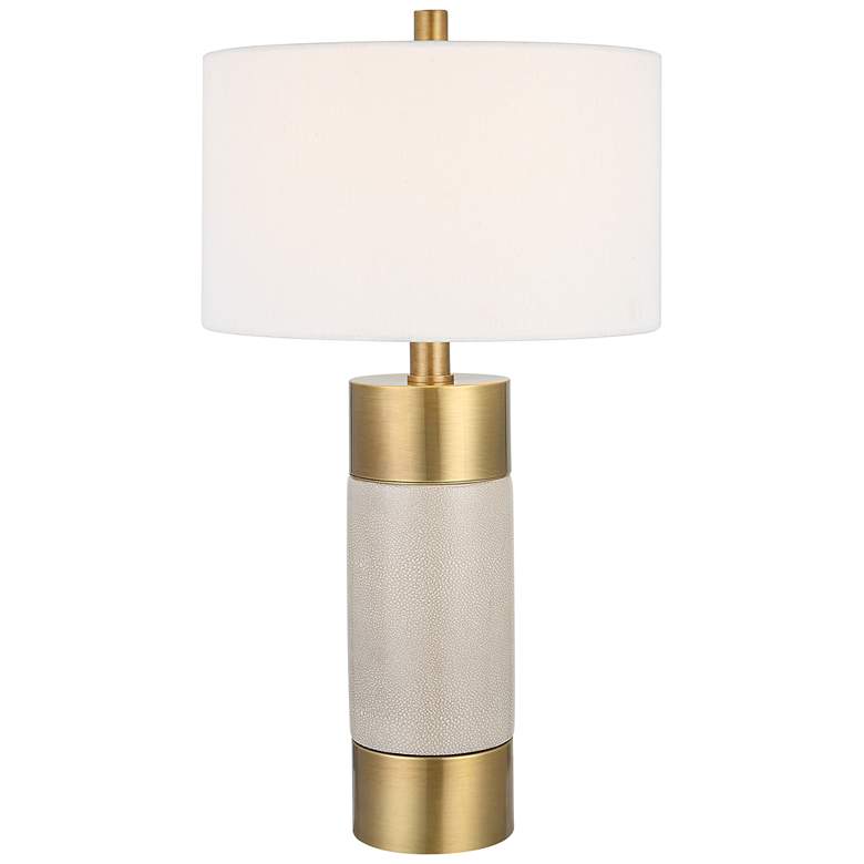 Image 1 Uttermost Adelia 30 1/2" Brass and Ivory Crackle Ceramic Table Lamp