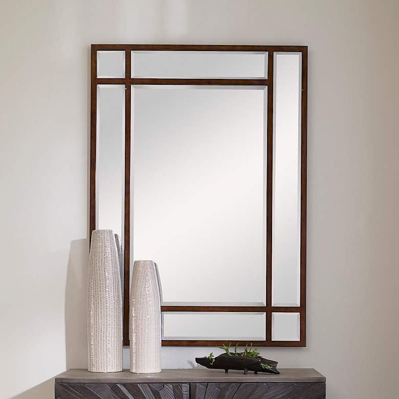 Image 1 Uttermost Adelio Bronze 36 inch x 50 inch Rectangular Wall Mirror
