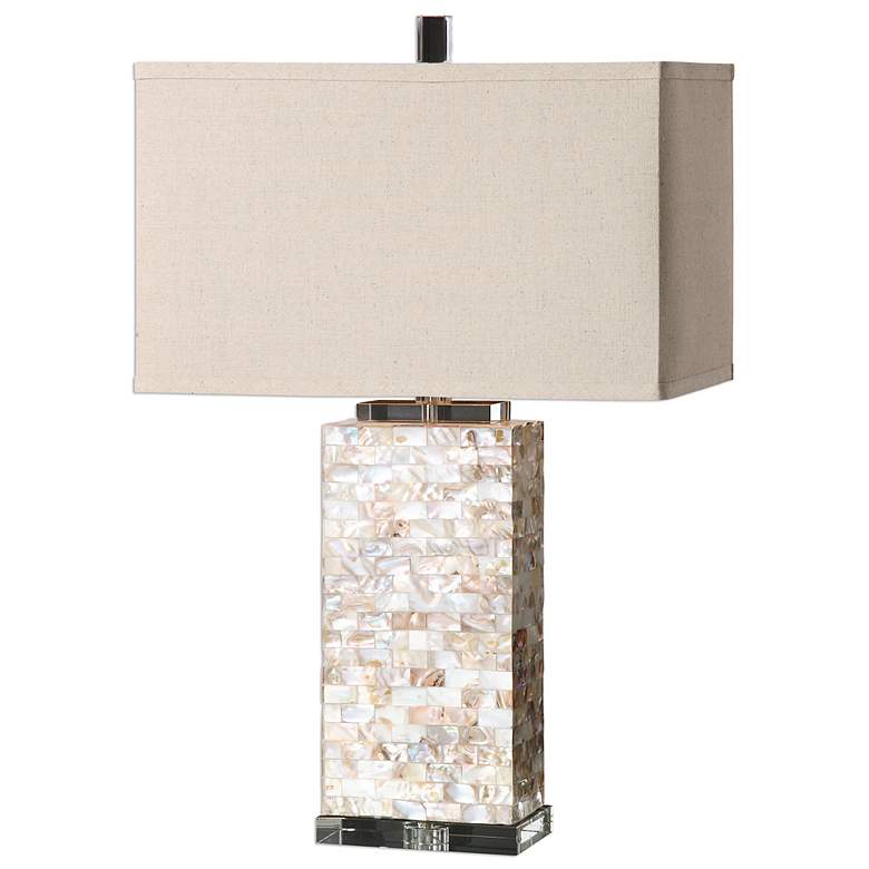 Image 3 Uttermost Aden 29 1/2" High Coastal Capiz Shell Rectangular Table Lamp more views