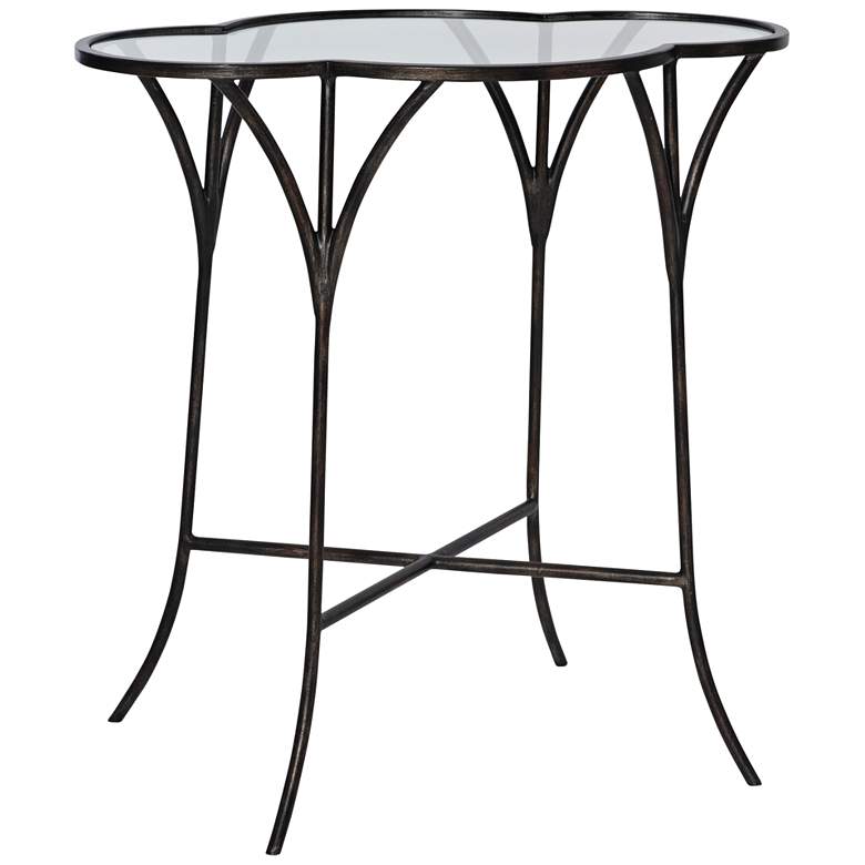 Image 2 Uttermost Adhira 24"W Aged Black and Glass Top Accent Table
