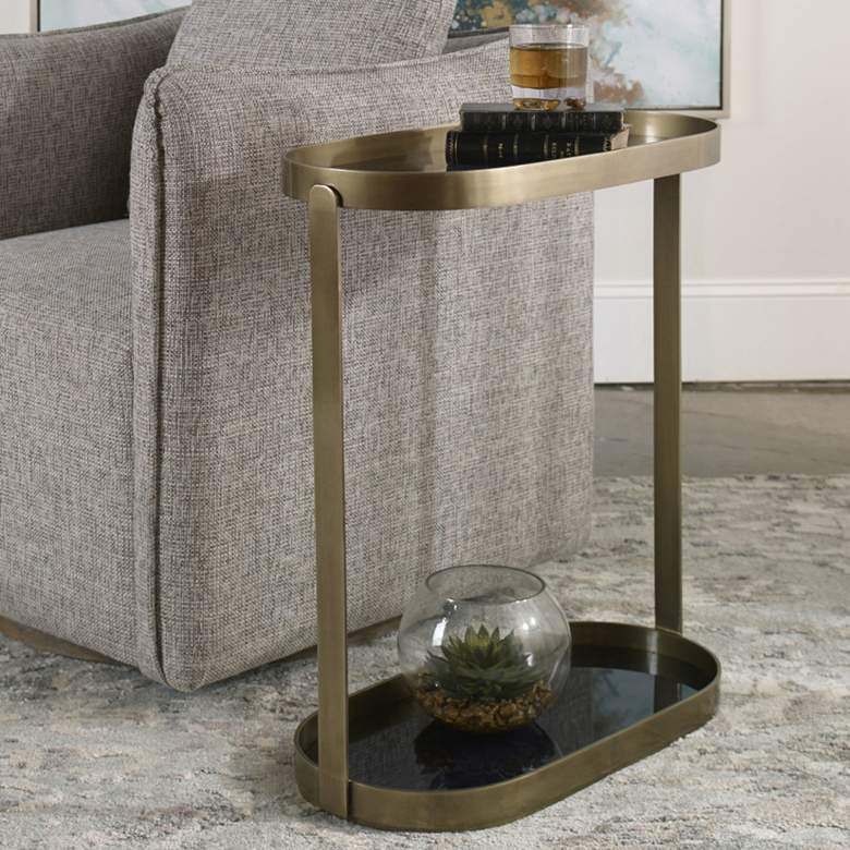 Image 1 Uttermost Adia 23 inch Wide Black Glass Side Table