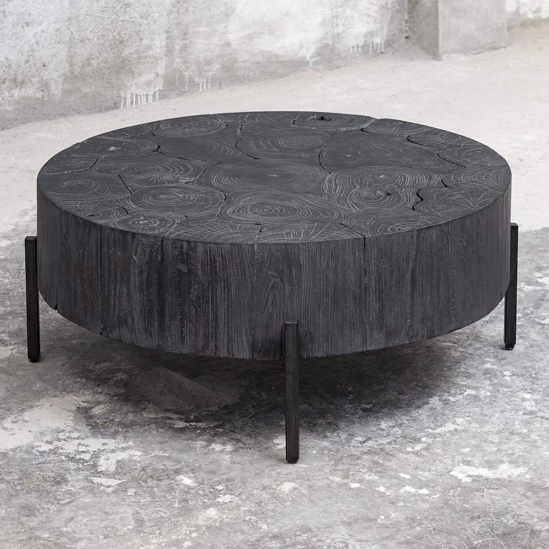Image 1 Uttermost Adjoin 33.54" Wide x 14.37" High Rustic Black Coffee Ta