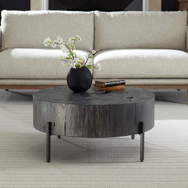 Image 3 Uttermost Adjoin 33.54" Wide x 14.37" High Rustic Black Coffee Ta more views