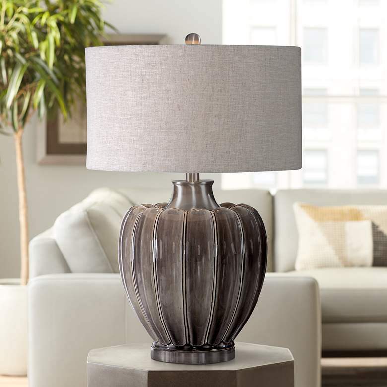 Image 1 Uttermost Adler Smoky Gray Glaze Ceramic Table Lamp