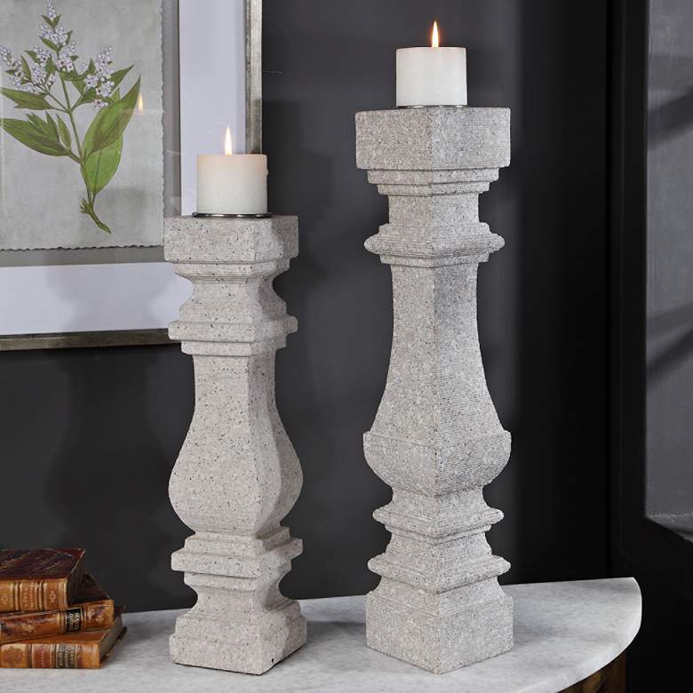 Image 1 Uttermost Adley Granite Stone Candle Holders - Set of 2