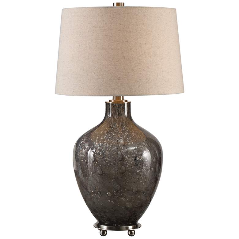 Uttermost Adria Seeded Transparent Gray Glass Table Lamp